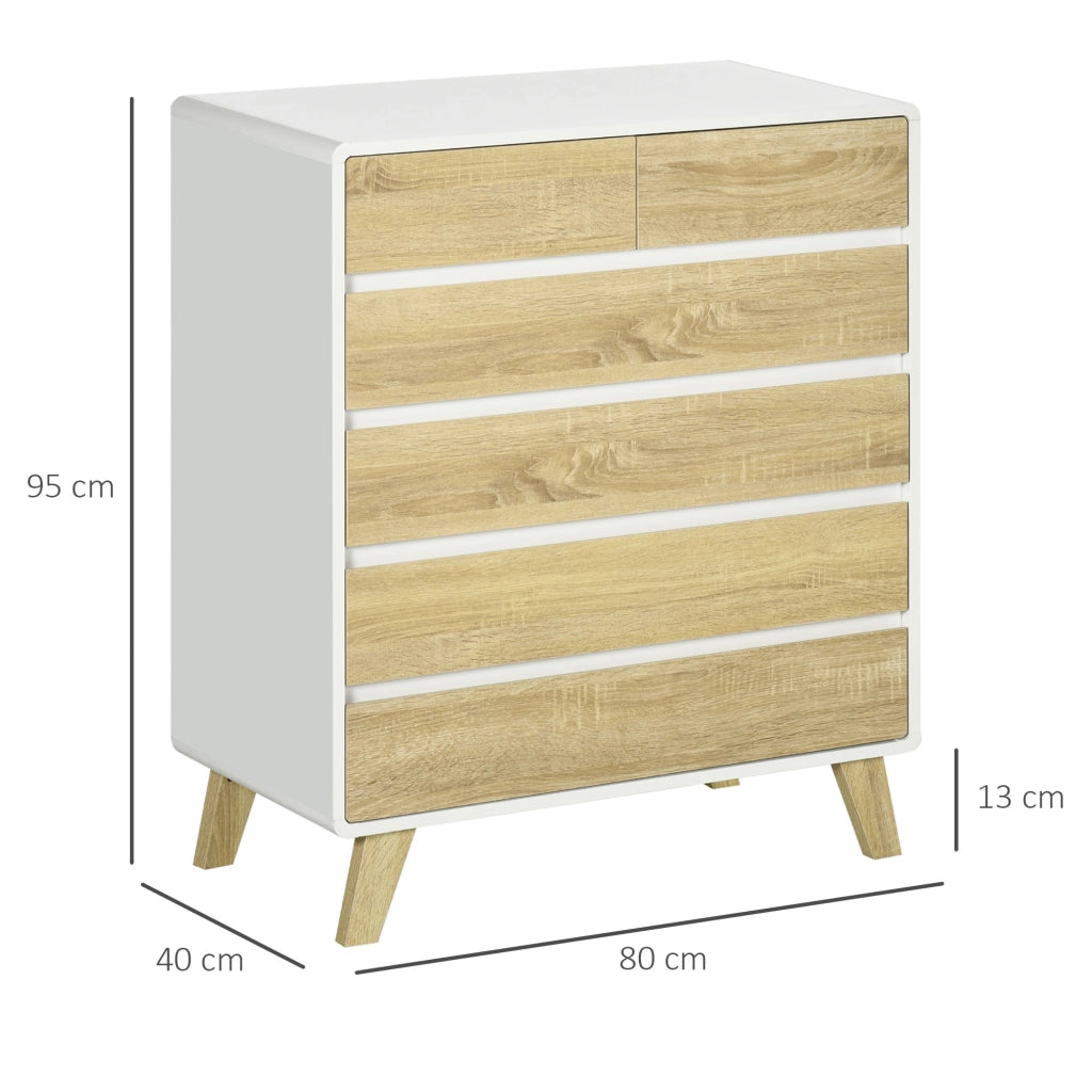 Cassettiera design scandinave 6 cassetti ¨C zephmum ¨C bianco 80x40x95 cm