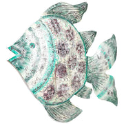 Portacandele pesce in metallo invecchiato blu-grigio, 120x9x100h cm