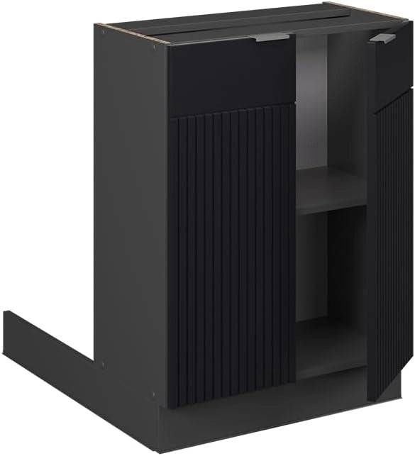 Isola cucina Fame-Line, Nero a righe, 60 cm senza piano di lavoro