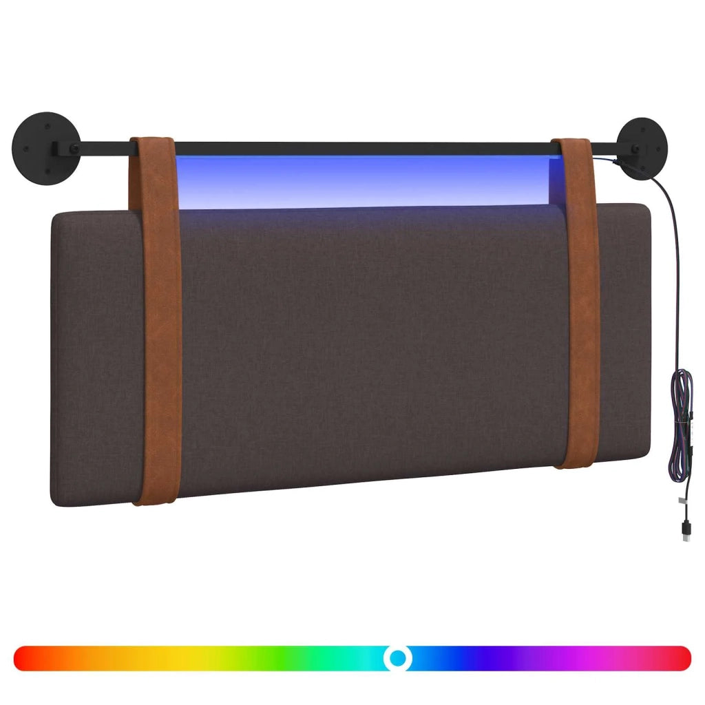 Testiera | Testata sospesa Con luce LED Marrone Scuro PU Antico