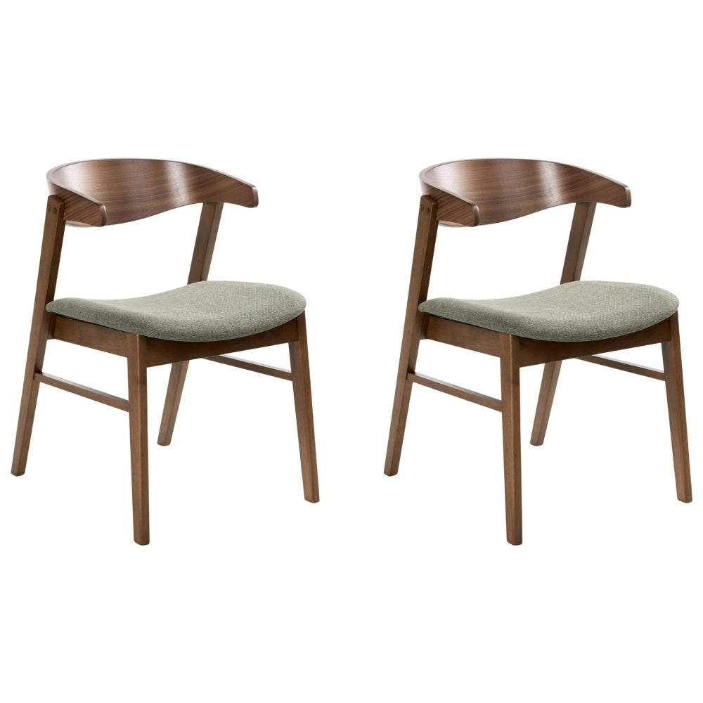 Set di 2 sedie da pranzo in stile tradizionale con seduta imbottita colore marrone scuro e verde