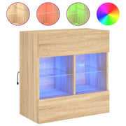 Mobile TV a Parete | Armadietto TV | Mobile Porta TV con Luci LED Rovere Sonoma 58,5x30x60,5 cm