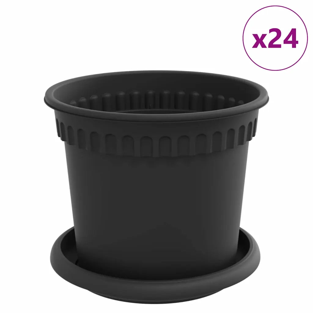 Vasi per Piante 24 pcs Nero Ø 15 x 12 cm Plastica 3403267