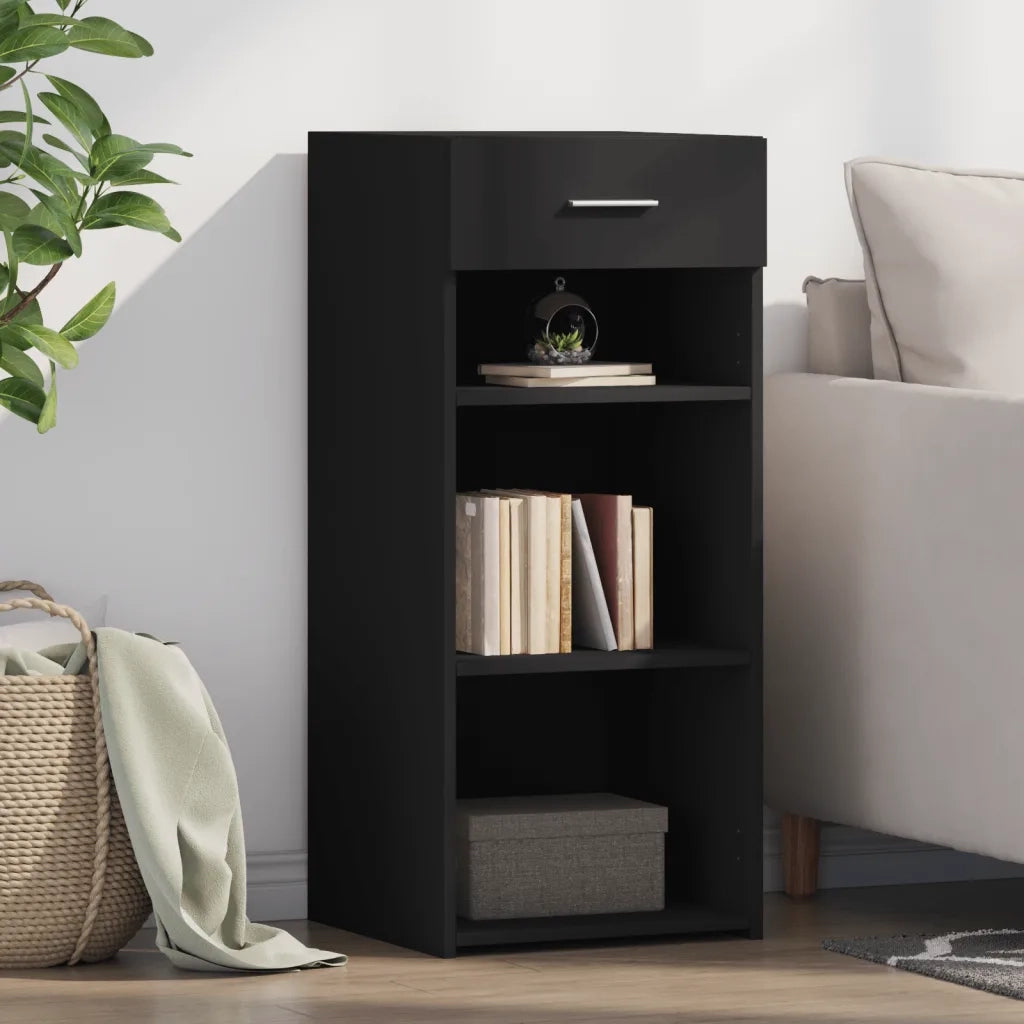 Credenza-Buffet-Armadio da cucina Nera 40x42,5x93 in Legno Multistrato