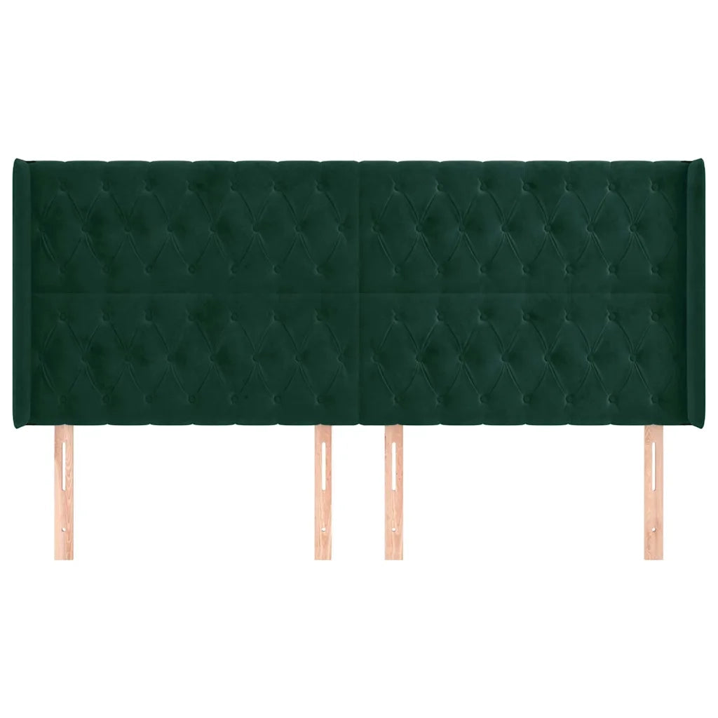 Testiera ad Orecchio Verde Scuro 203x16x118/128 cm in Velluto 3119985