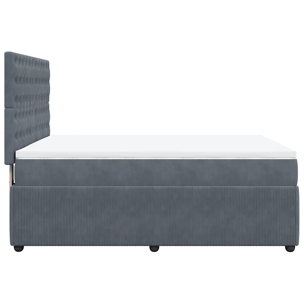 Giroletto a Molle con Materasso Grigio Scuro 140x190 cm Velluto 3292347