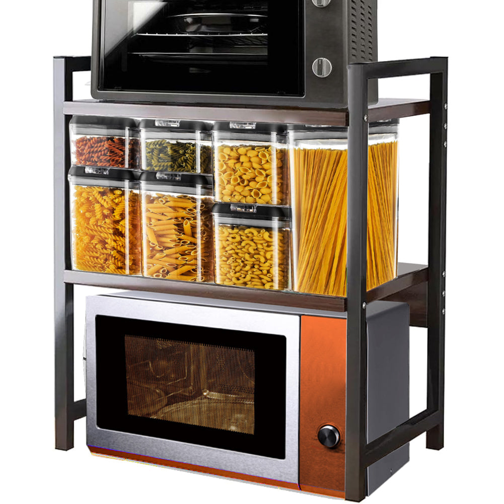 Scaffale da Scrivania Multiuso 3 Ripiani 53x35x80 cm per Stampante Ufficio in MDF Noce e Nero