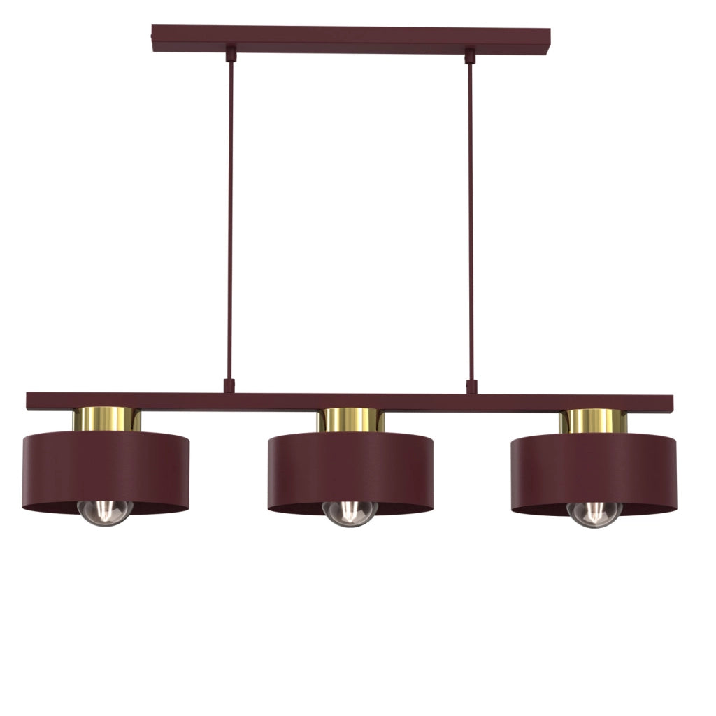 Lampada sospesa Marti 3xE27 bordeaux oro Luminex