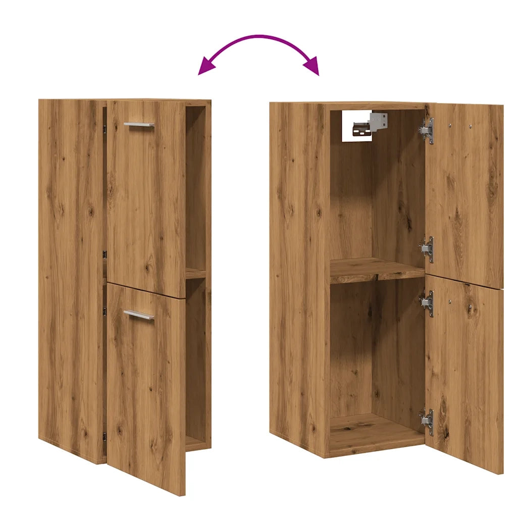 vidaXL Mobile Pensile Bagno Rovere Artigianale 30x30x80cm Truciolato