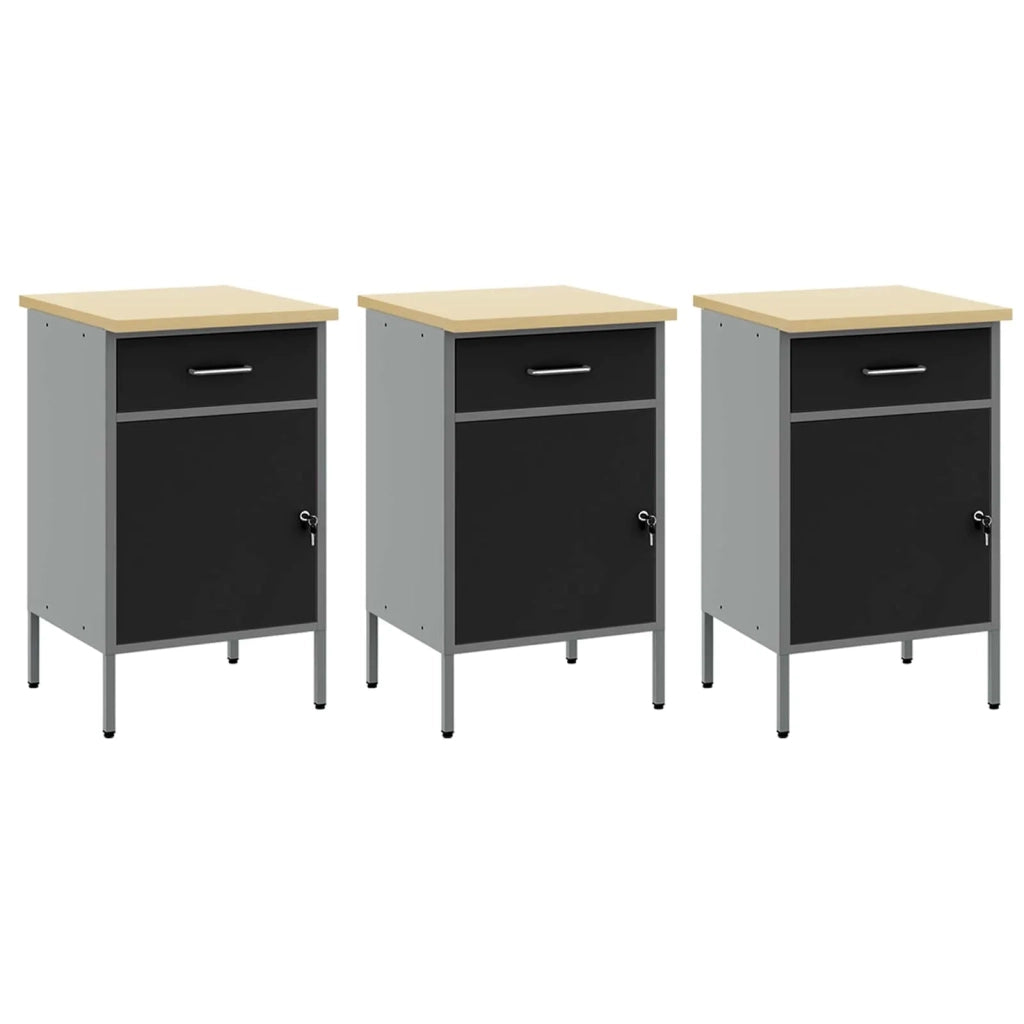 Mobile da lavoro 7 pcs Nero Legno ingegnerizzato e acciaio 3321430