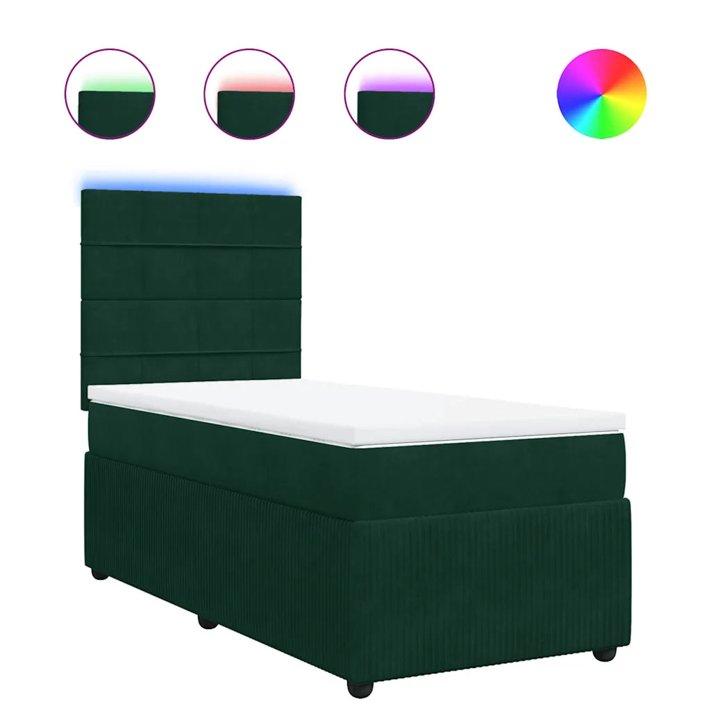 Giroletto a Molle con Materasso Verde Scuro 80x200 cm Velluto 3294493