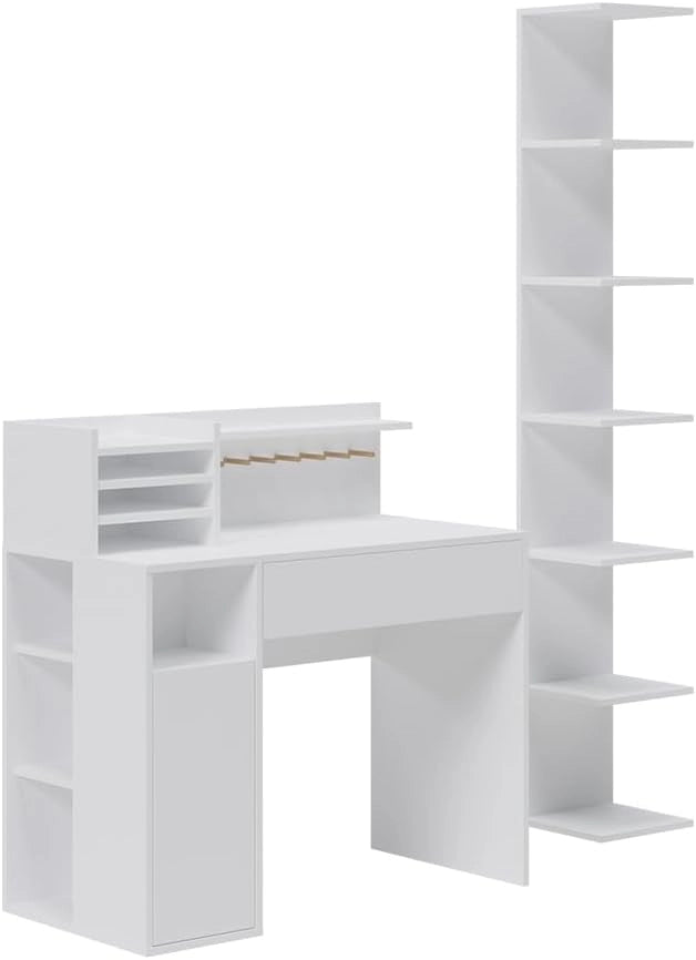 Scrivania, Bianco, 100 x 50 cm, con piano d’appoggio aperto per materiali da lavoro