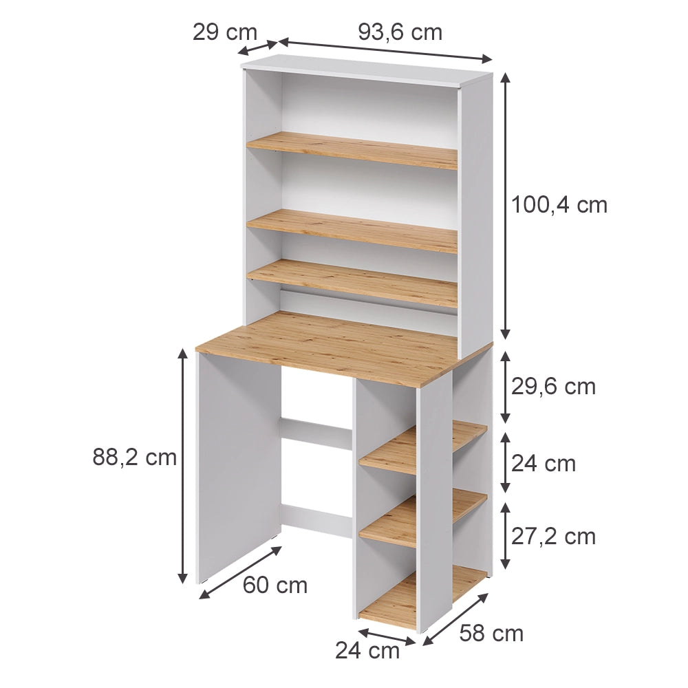 Mobile per lavatrice Viktor Bianco/Rovere artigianale 93.6 x 88.2 cm 2 parti con ripiano Vicco