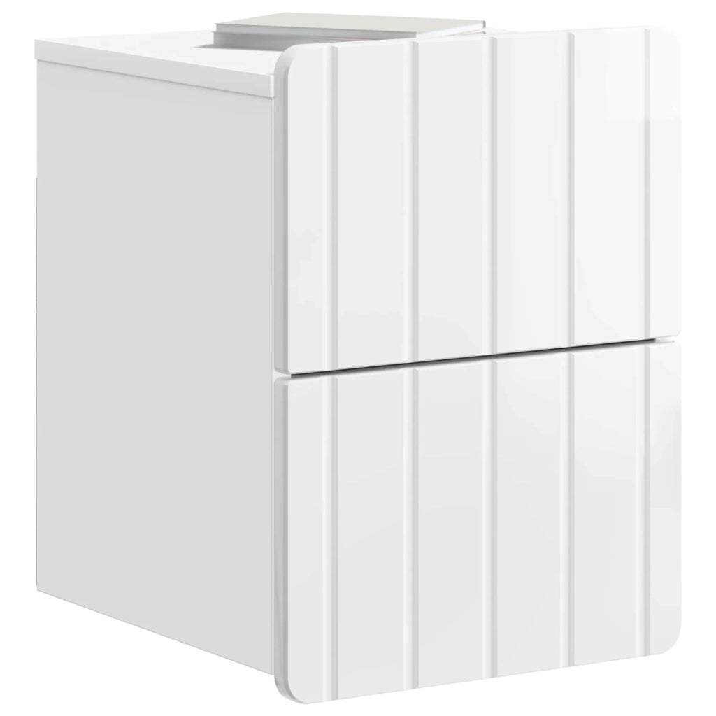 Comodino | Armadio da Notte | Mobiletto da notte a muro Bianco Lucido 33 x 34,5 x 43 cm