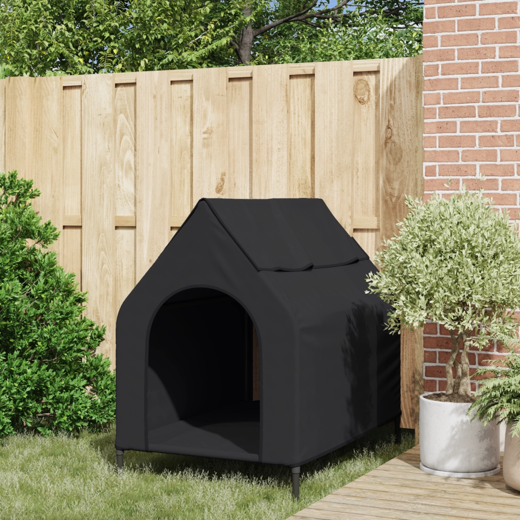 Casa per Cani Nera in Tessuto Oxford e Acciaio