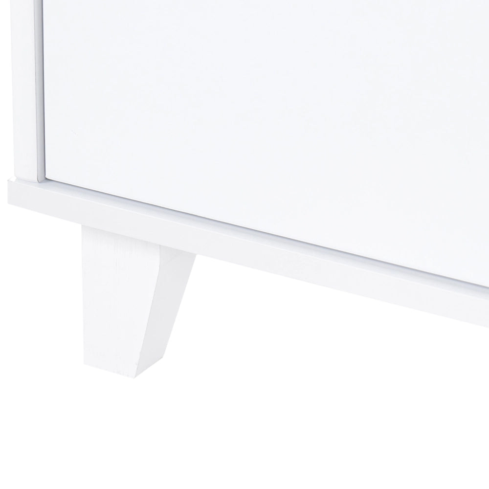 Cassettiera a 3 Cassetti per Bambini in Stile Scandinavo a Tema Animale Bianco in MDF e Gambe in Legno di Pino