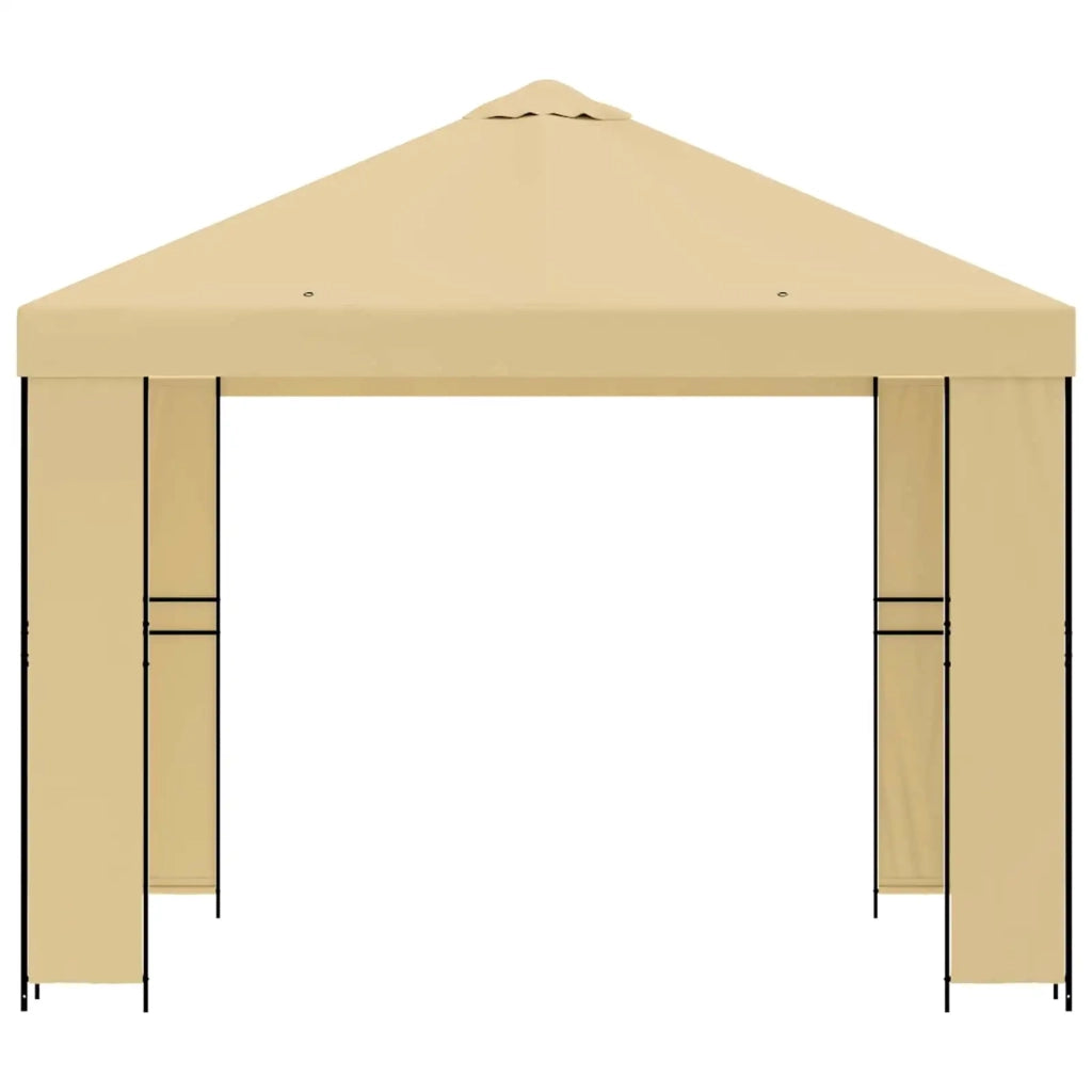 Gazebo 3 x 3 m Crema Poliestere e Acciaio 190 gsm