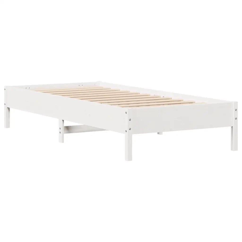 Letto senza Materasso Bianco 75x190 in Legno Massello di Pino 3301735