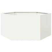 Fioriera/aiuola esagonale per piante fiori terrazza giardino 104 x 90 x 45 cm acciaio bianco 02_0038631