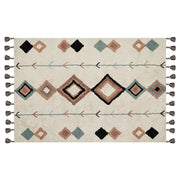 Tappeto rettangolare in cotone con nappe e motivo a diamante multicolore 140 x 200 cm soggiorno camera da letto