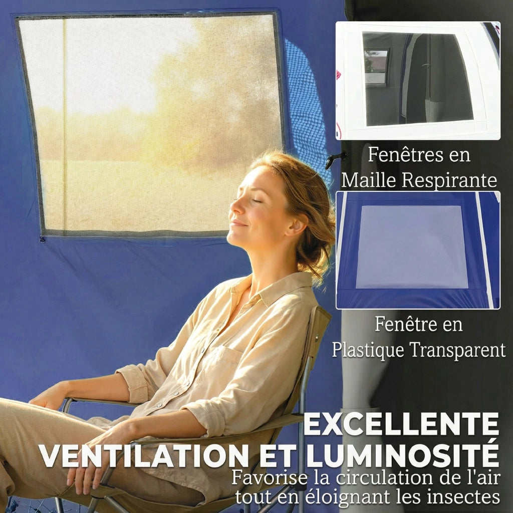 Tenda da Campeggio 4 Persone 2 Camere Impermeabile ¨C zephmum ¨C 420x300x200cm Blu Scuro