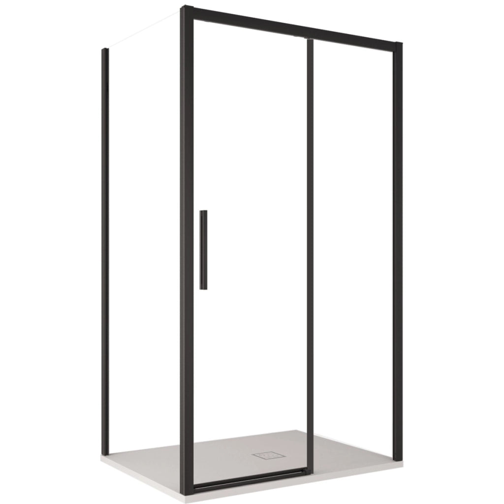 Box doccia due lati con profili neri scorrevole cristallo 6mm h195 lagoa duo, misura 70x110
