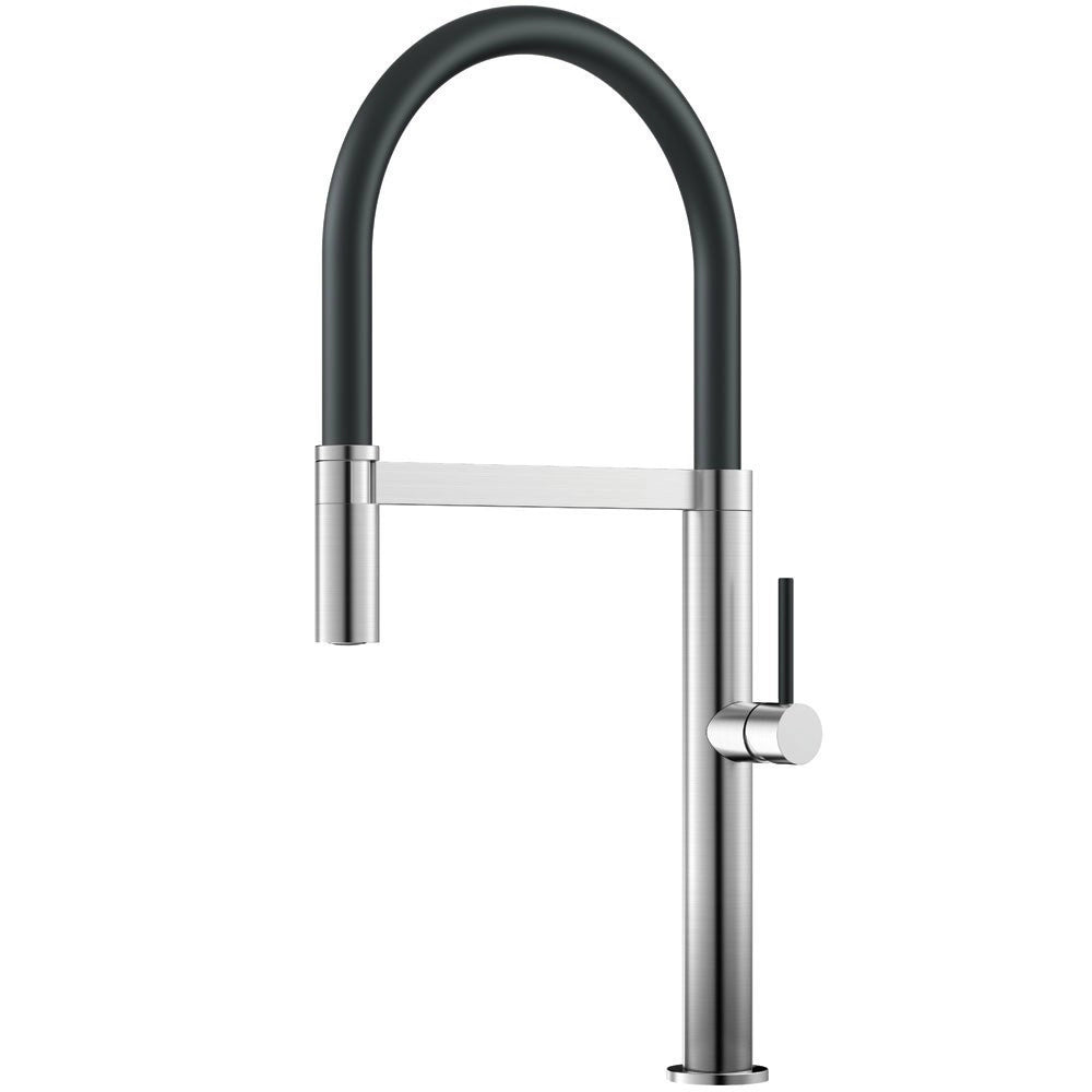 Trade Shop - Rubinetto Miscelatore Cucina Acciaio Satinato Nero Flessibile Monocomando 87350 -