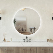 Specchio bagno tondo 70 cm con led. Dimmerabile + Touch Control + Bordo non sabbiato + IP44