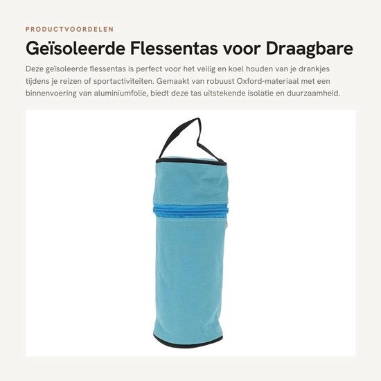 Portatile isolante per bottiglie - Materiale robusto in Oxford - Resistente al calore - Copertura in alluminio - Ideale per mantenere la temperatura del drink - Tasca portatile per bottiglie