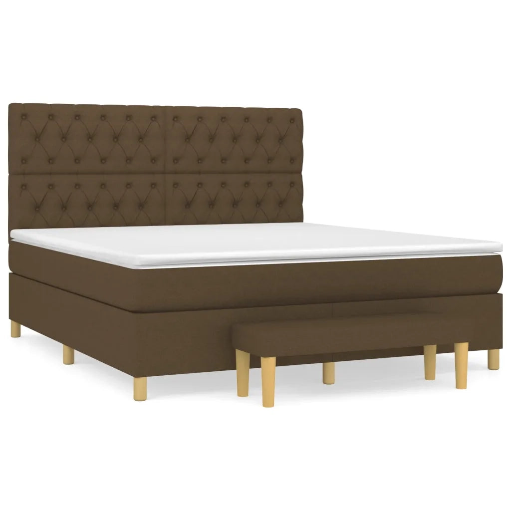 Giroletto a Molle con Materasso Marrone Scuro 160x200cm Tessuto
