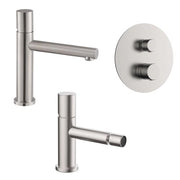 Set miscelatori satinati lavabo bidet e doccia con deviatore a 2 vie Gemini