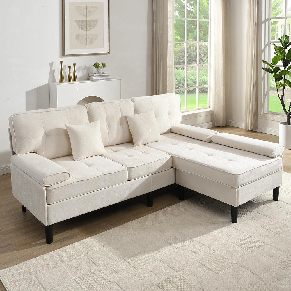 Divano angolare modulare in velluto - Xylo - 195 cm - Trasformabile in letto, poggiapiedi rimovibile