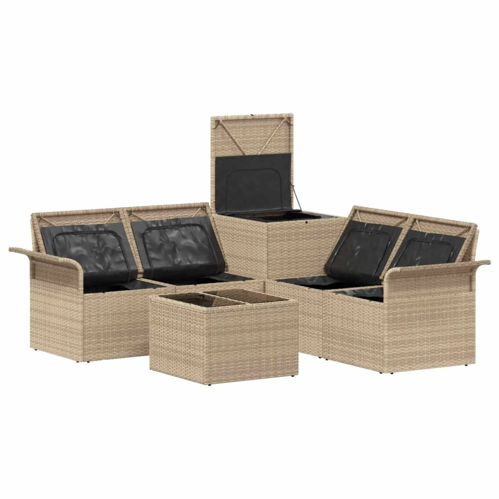 Set di divani 6 pz 4-Numero di posti Beige e Bianco Crema 3447090