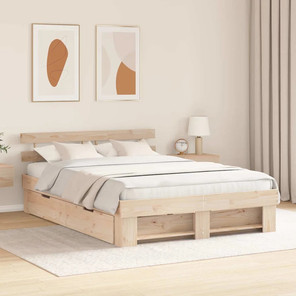 vidaXL Struttura del letto Marrone 150 x 200 cm Legno di pino massello