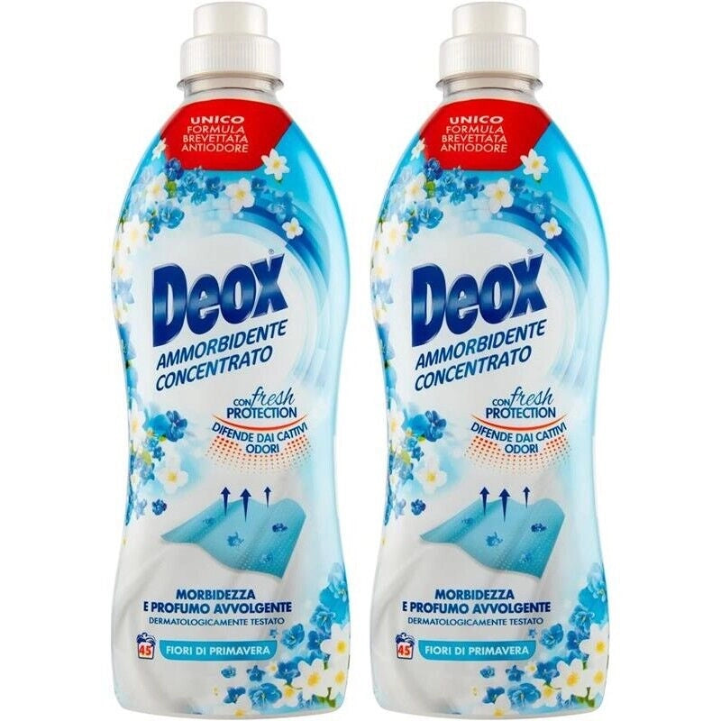 DEOX SET 2 CONFEZIONI DI AMMORBIDENTE CONCENTRATO LAVATRICE FIORI DI PRIMAVERA 80 LAVAGGI 900 ML L'UNA