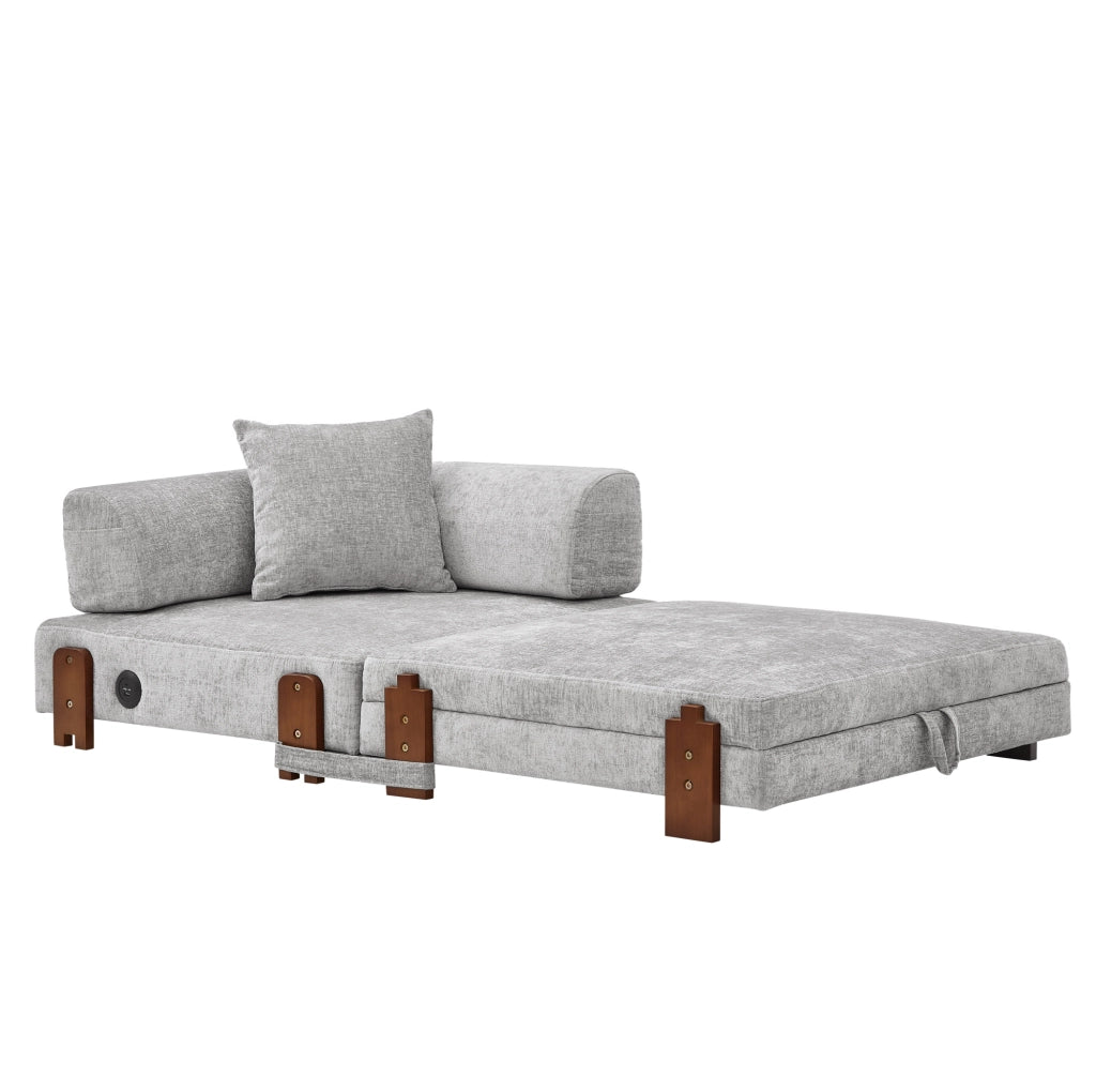 Divano letto 2 in 1 170,5x84x48 cm grigio chiaro con USB, Type-C e vani