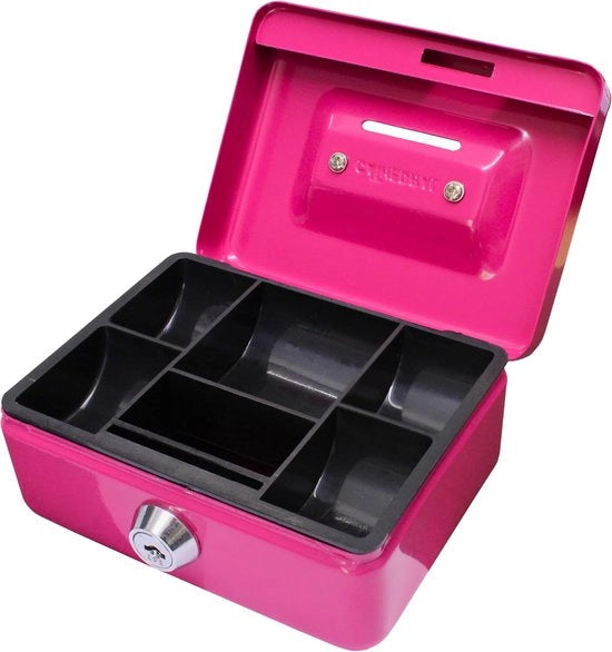 Cassetta di denaro con serratura a cilindri - sicura e pratica - 1 pezzo - rosa - 12 cm