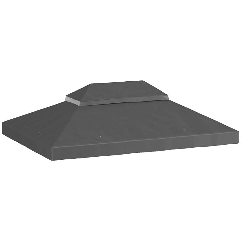 COPERTURA PER GAZEBO DA GIARDINO 3X4 M A 2 LIVELLI IN TESSUTO OXFORD 600D CON FORI DI DRENAGGIO, GRIGIO SCURO
