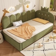 LETTO con letto estraibile 90x200 cm in velluto verde, design corona e griglia