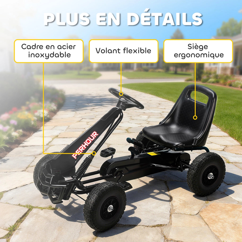 Go-Kart a Pedali per Bambini ¨C Zephmum ¨C Nero 110x61x62 cm