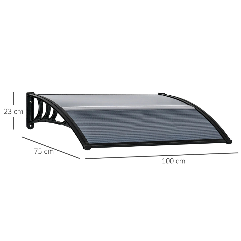 EasyComfort Tettoia in Policarbonato Anti-UV da Esterno per Porte e Finestre da 100x80 cm