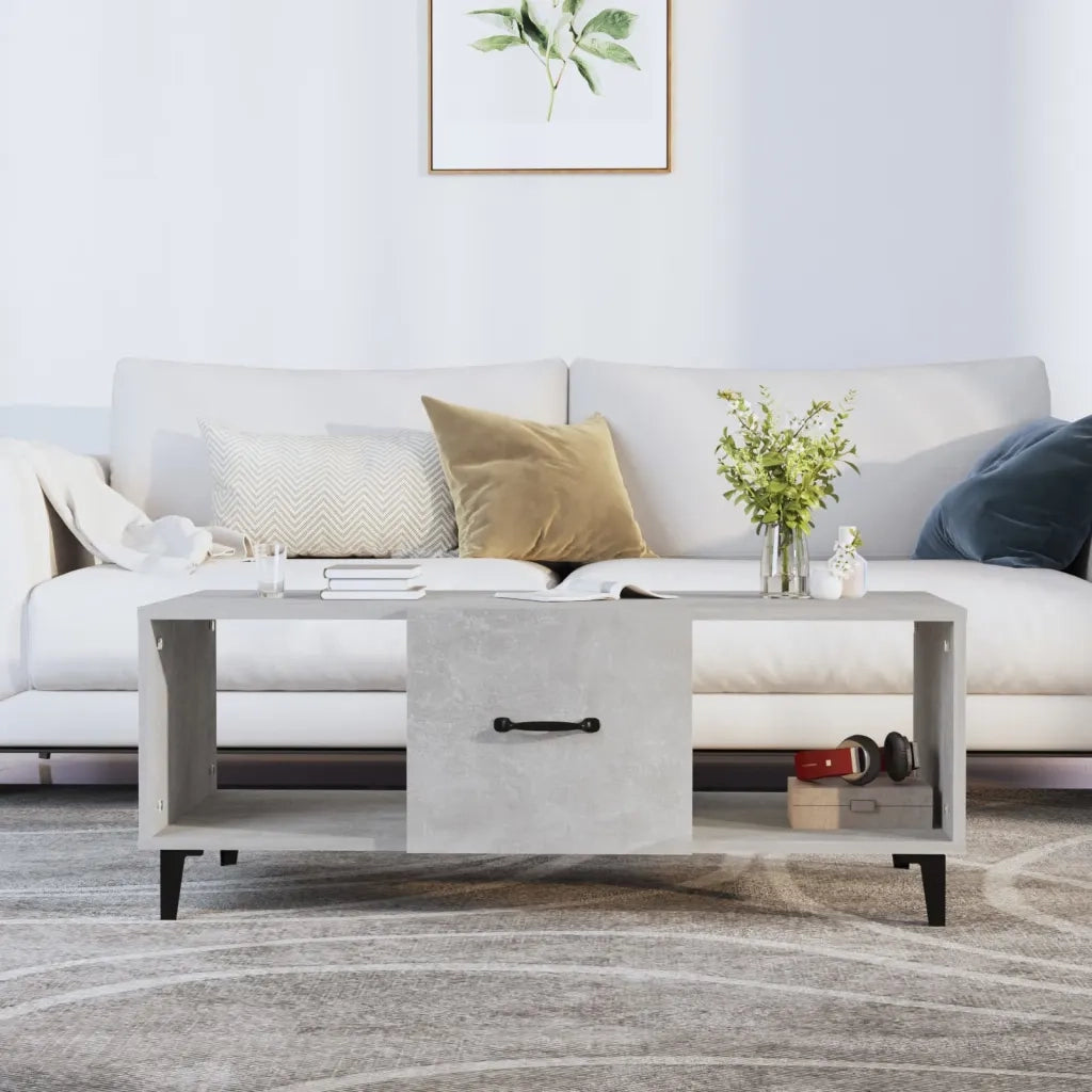 Tavolino Salotto Grigio Cemento 102x50x40 cm Legno Multistrato 812703