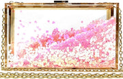 Borsa da Sposa in Pelle Translucida Rosa Clutch di Vetro per Matrimonio Borsa da Sposa in Pelle Translucida Gialla Clutch di Vetro per Matrimonio
