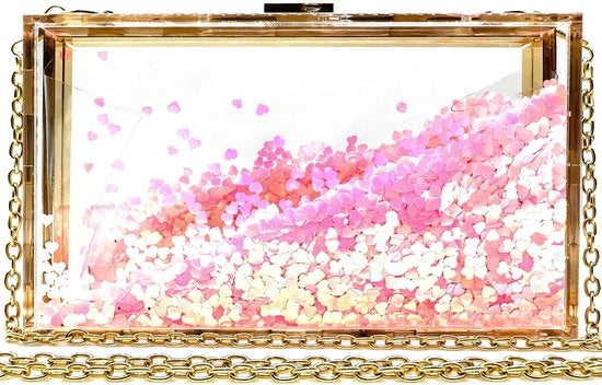 Borsa da Sposa in Pelle Translucida Rosa Clutch di Vetro per Matrimonio Borsa da Sposa in Pelle Translucida Gialla Clutch di Vetro per Matrimonio