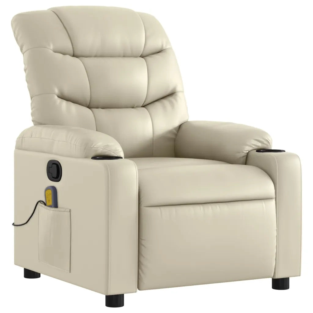 Divano Sedia-Poltrona reclinabile massaggiante in Similpelle Crema 579253