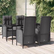 Set da Pranzo da Giardino 5 pz Nero con Cuscini in Polyrattancod mxl 76476
