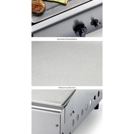 Piastra di Cottura in Acciaio a Gas GPL Metano Ompagrill Plancha Single 4044/M Cover