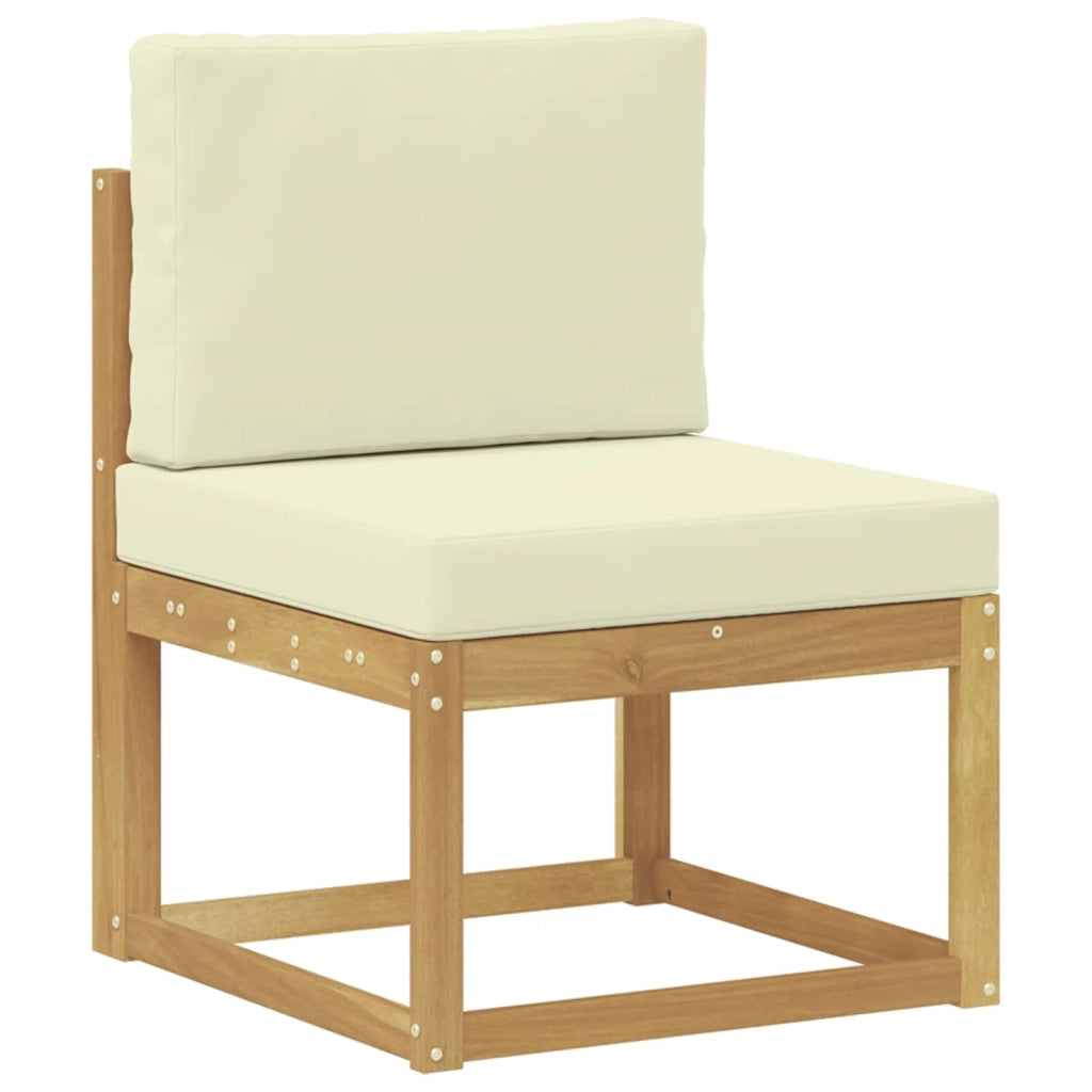 Set di divani da esterno-Sofa da giardino 3 Pezzo Bianco e Crema Poliestere