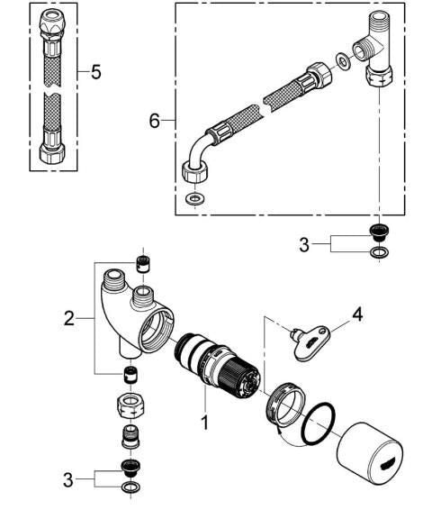 GROHE 34487000 Grohtherm Micro Dispositivo Termostatico Anti-Scottatura per Sottolavabo e Sottolavello Regolazione Temperatura 15-43 °C Tecnologia TurboStat Finitura Cromata colore Cromo