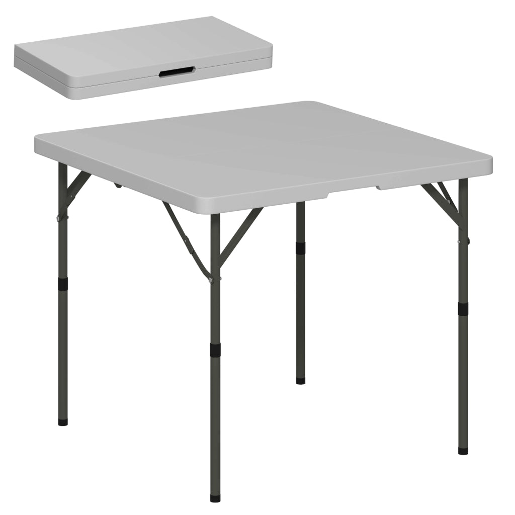 Tavolo da Campeggio Pieghevole 86x86x74 cm Regolabile su 2 Altezze in HDPE e Metallo Grigio Scuro